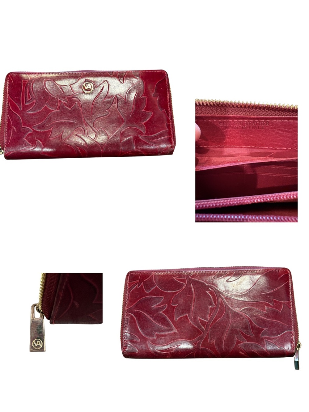 Valentina $79 Genuine Leather Embossed Tulip Wallet Clutch Made in Italy